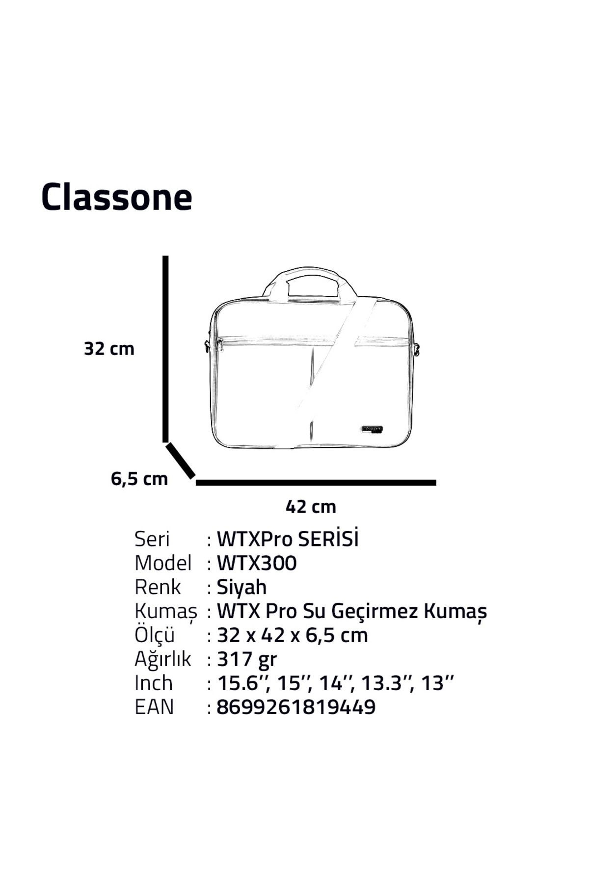 Classone%20WTX300%20Wtxpro%2015.6%20Inch%20Su%20Geçirmez%20Kumaş